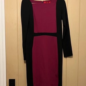 Narciso Rodriguez Black and Purple Long Sleeve Dress